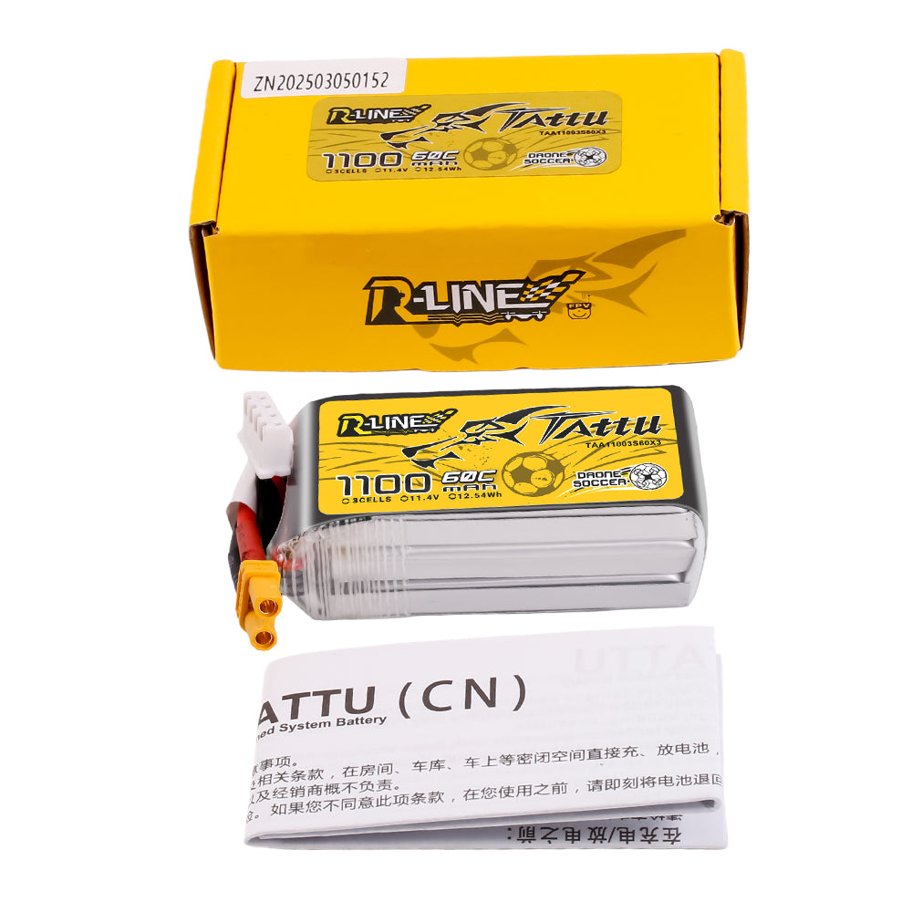 Tattu R-Line 1100mAh 3S HV 60C batterie LiPo XT30