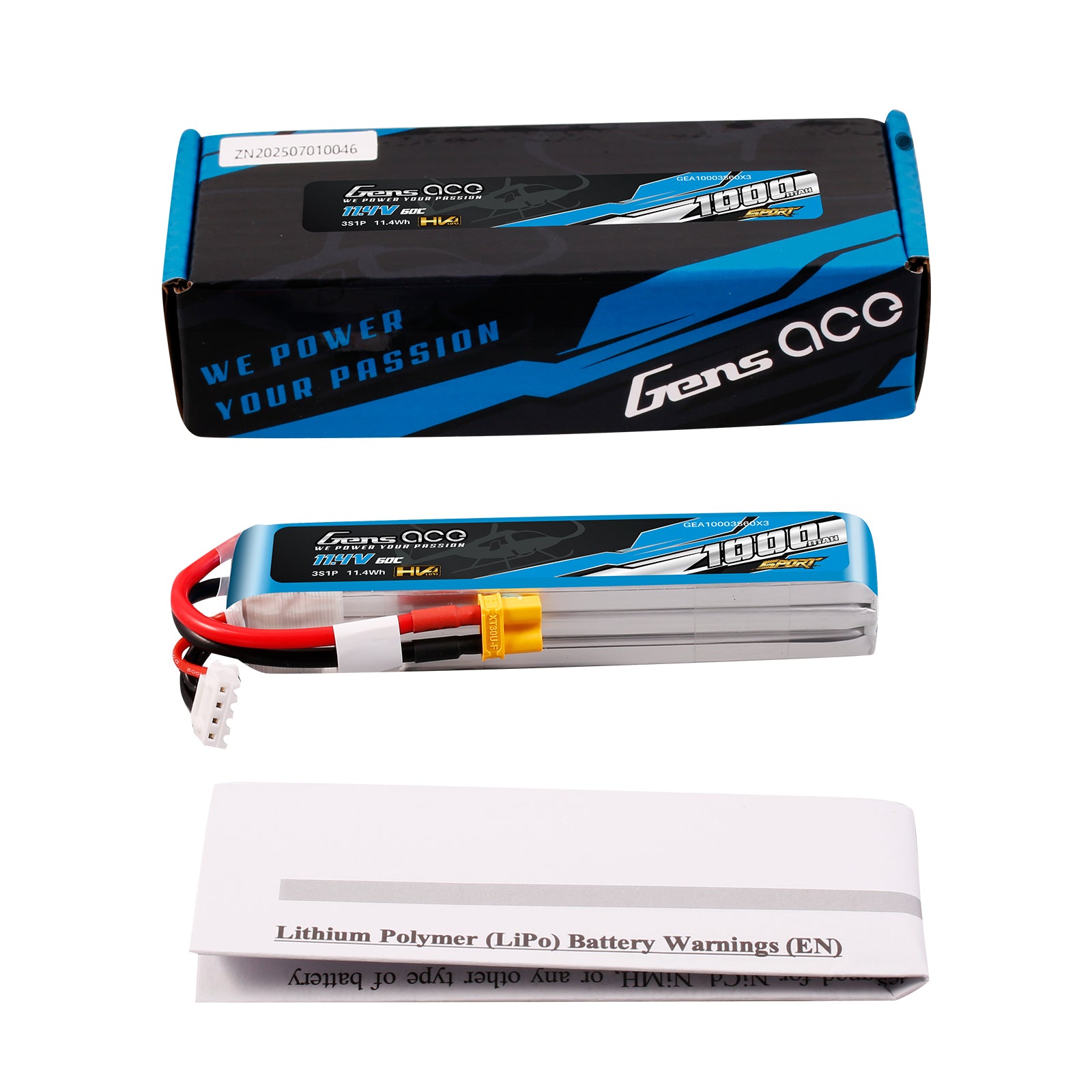 Gens Ace Sport 1000mAh 3S 60C Batterie Lipo XT30 HV