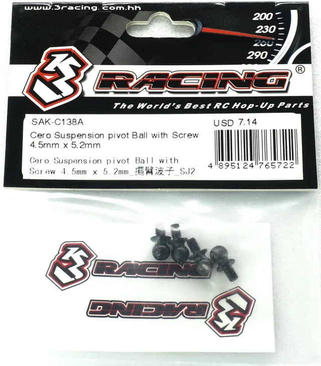 3Racing Cero SAK-C138A rotule suspension 4.5mm avec vis