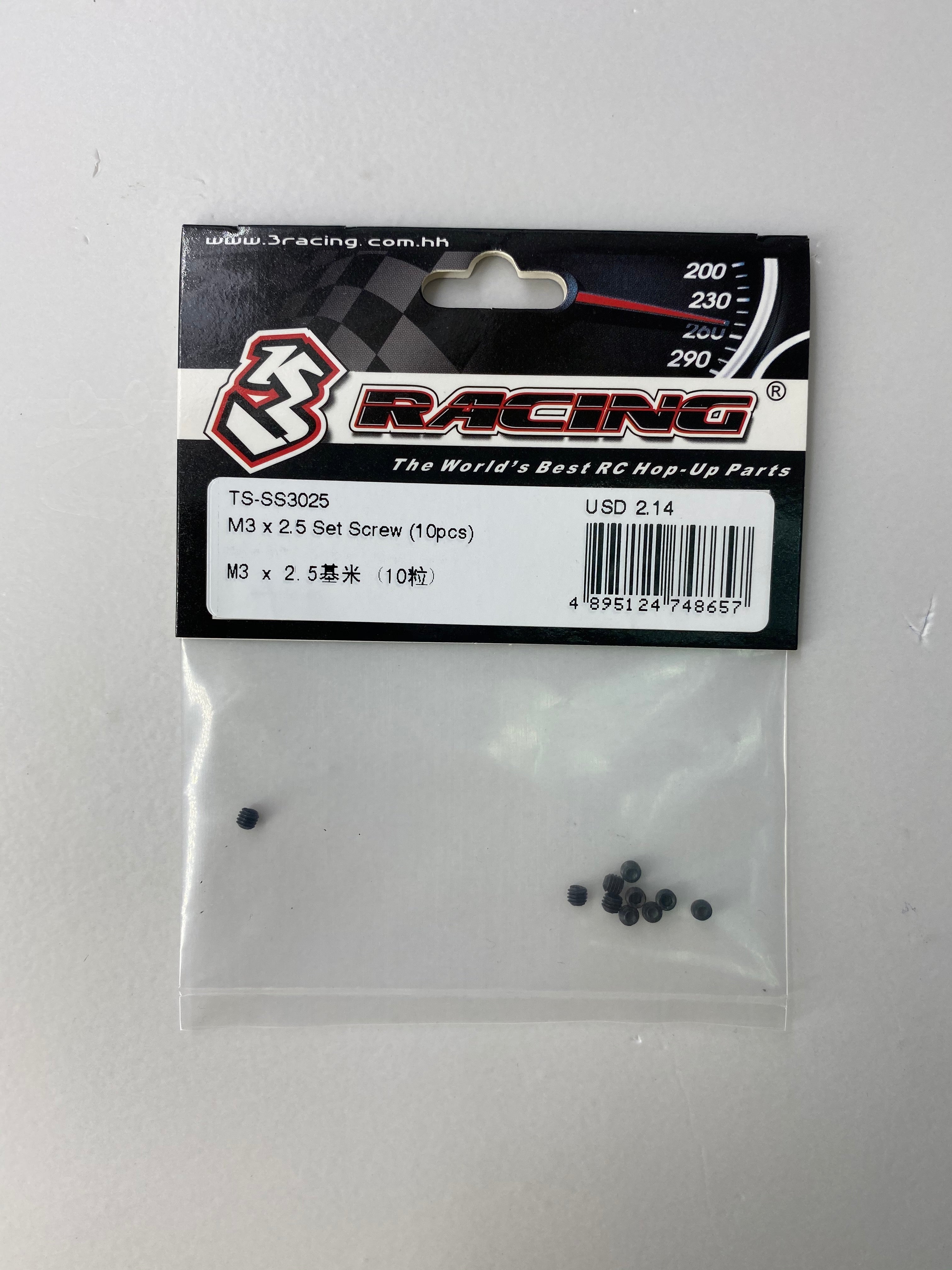 3Racing Parts vis sans tête M3 x 3mm lot 10 pcs