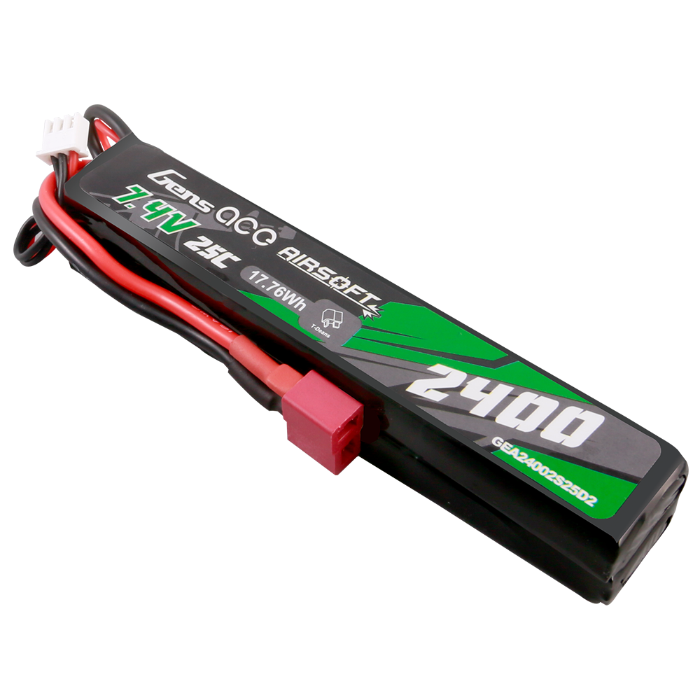 Gens Ace Airsoft 2400mAh 2S 7.4V batterie LiPo Saddle