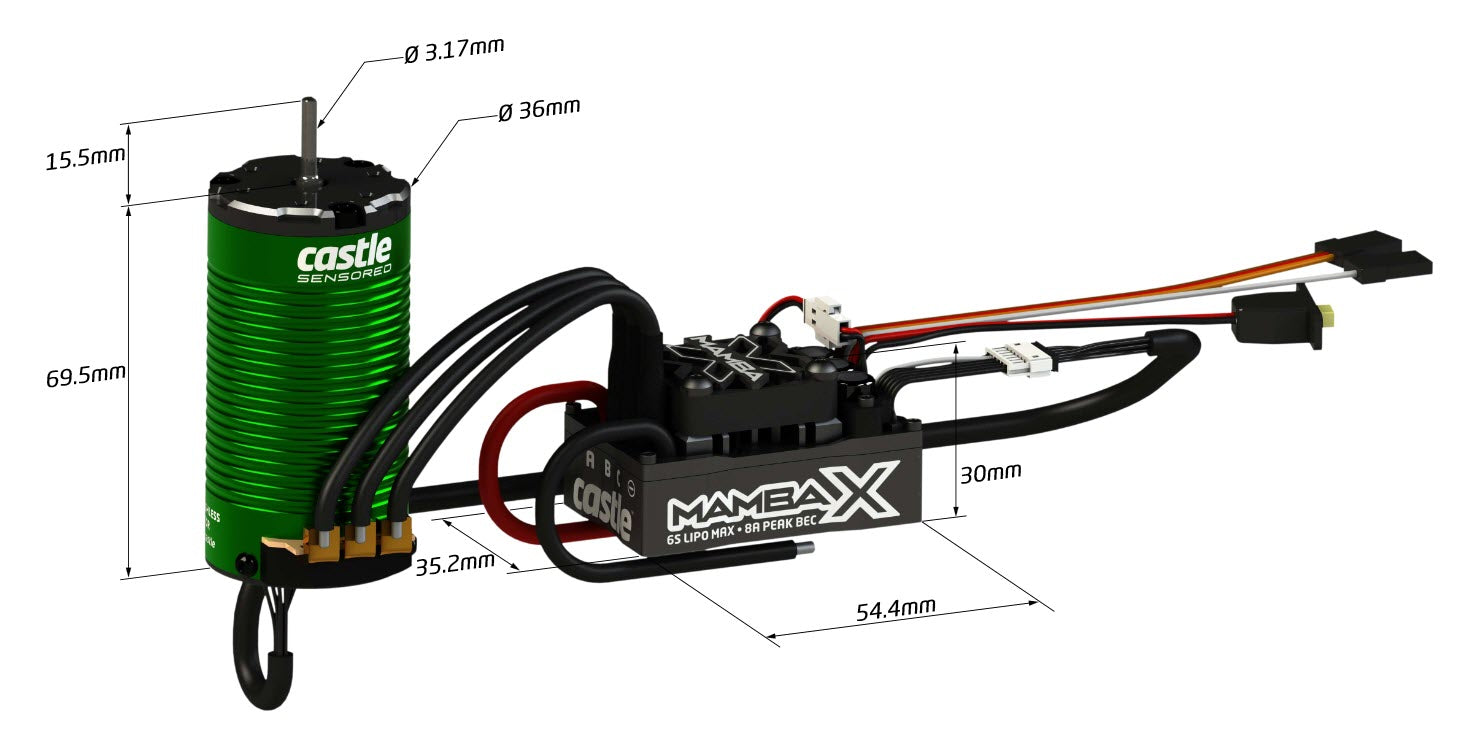 Castle Mamba X SCT combo 1415-2400KV variateur + moteur 6S
