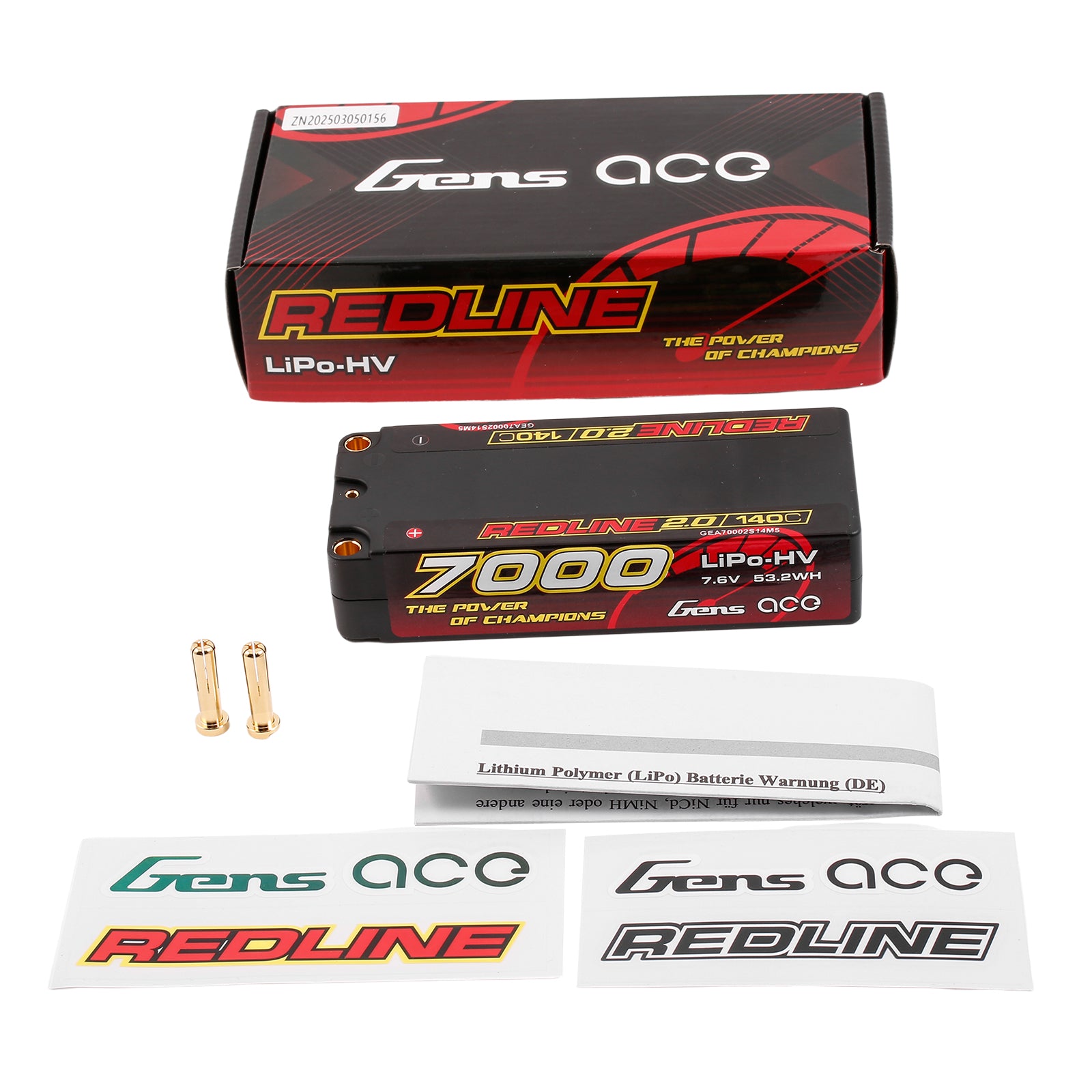 Gens Ace Redline 2.0 7000mAh 2S batterie LiPo HV 7.6V 140C