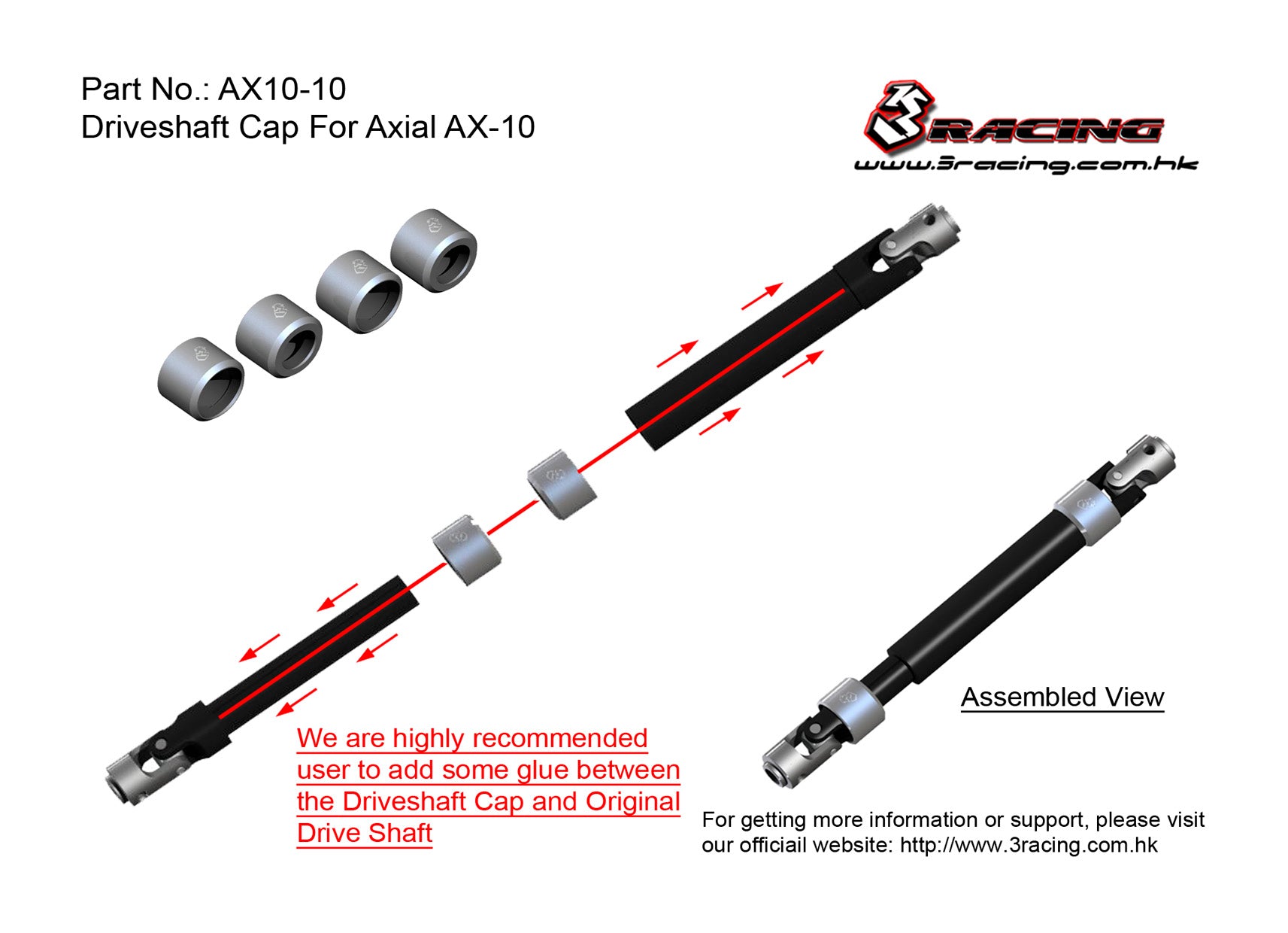 3Racing AX10-10 capuchon cardan Axial AX10