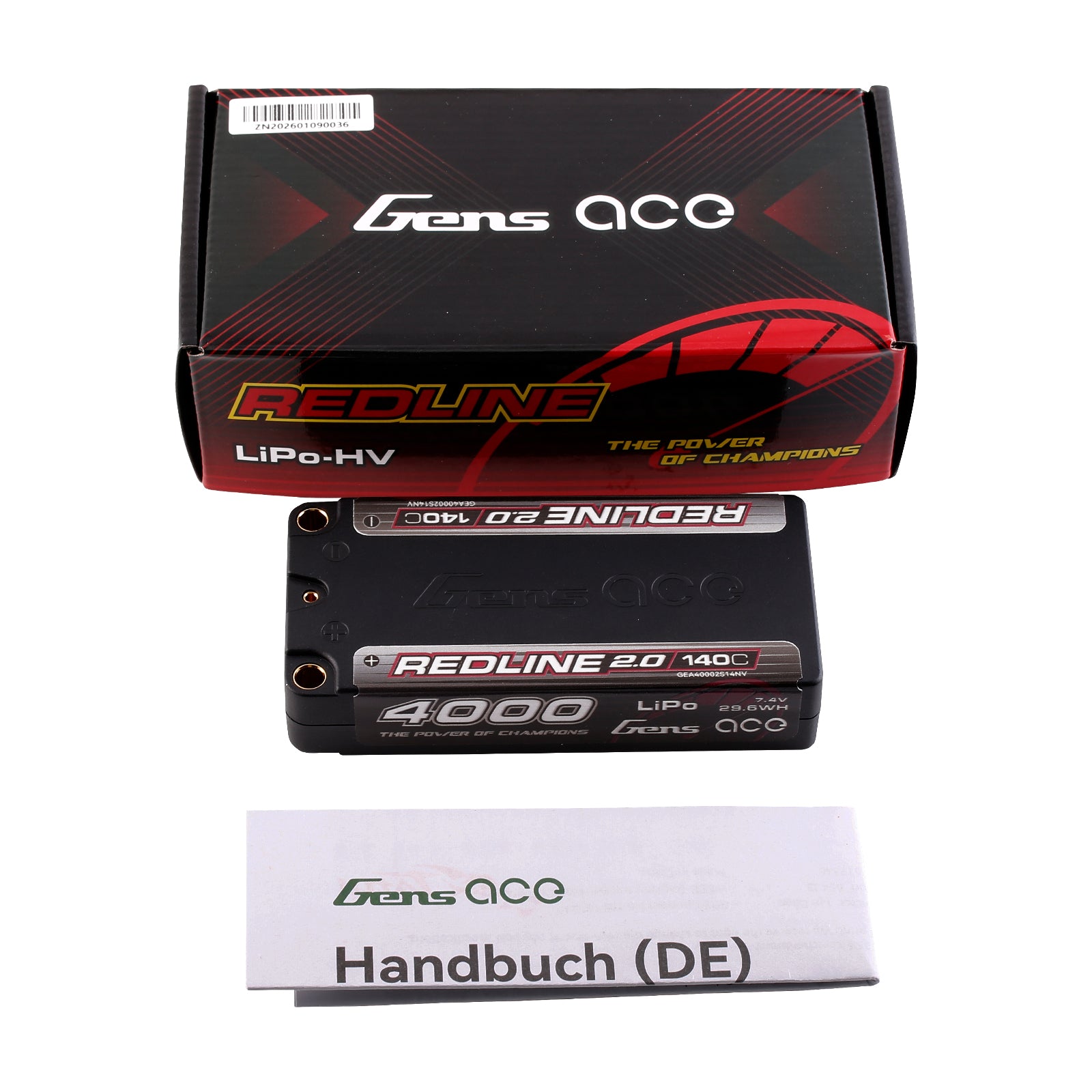 Gens Ace Redline 2.0 4000mAh 2S batterie RC shorty 140C
