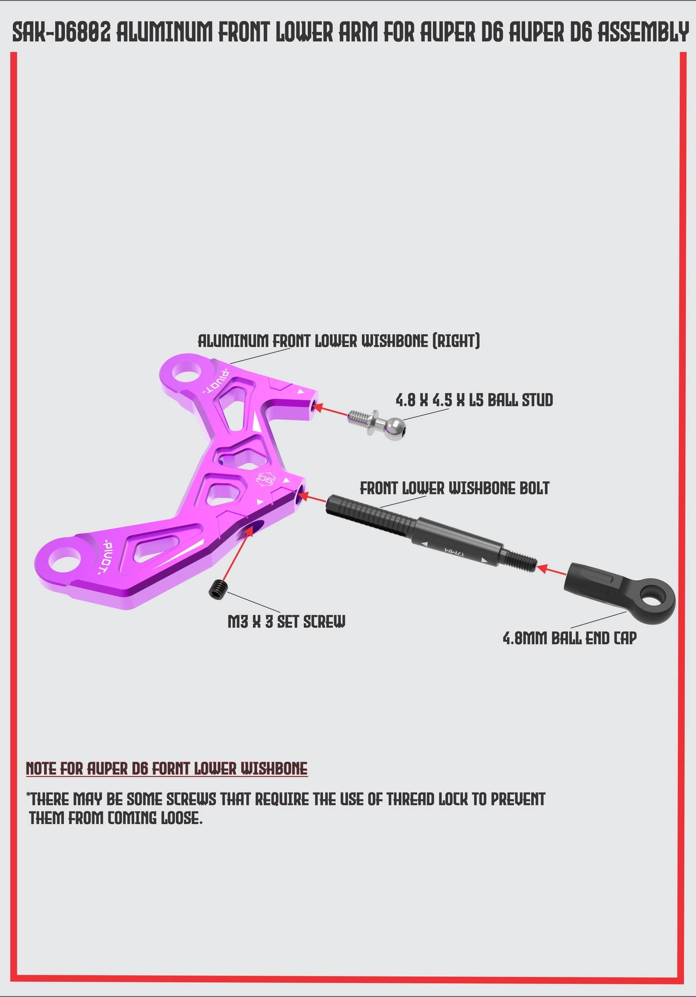 3Racing Auper SAK-D6802 Triangle Avant Alu Bleu