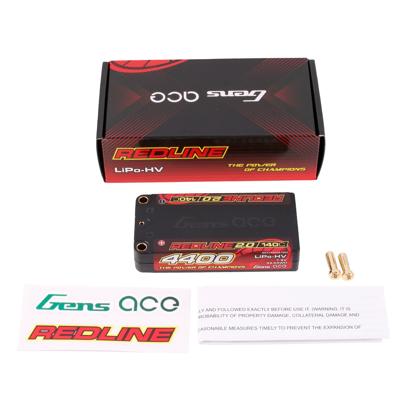 Gens Ace Redline 2.0 4400mAh 2S batterie LiPo Shorty HV