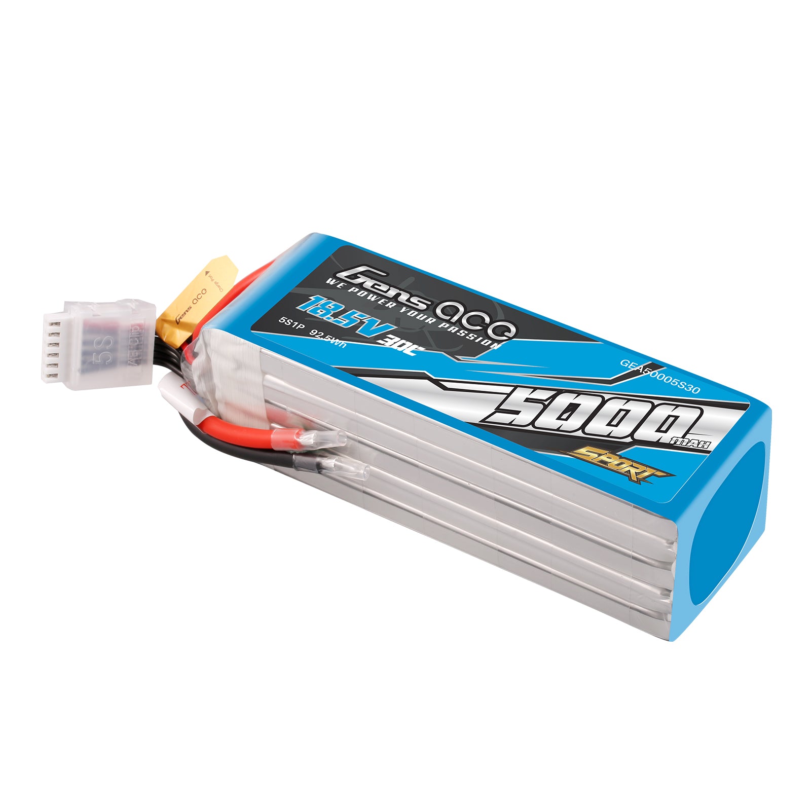 Gens Ace 5000mAh 5S 30C batterie LiPo 18,5V sans prise