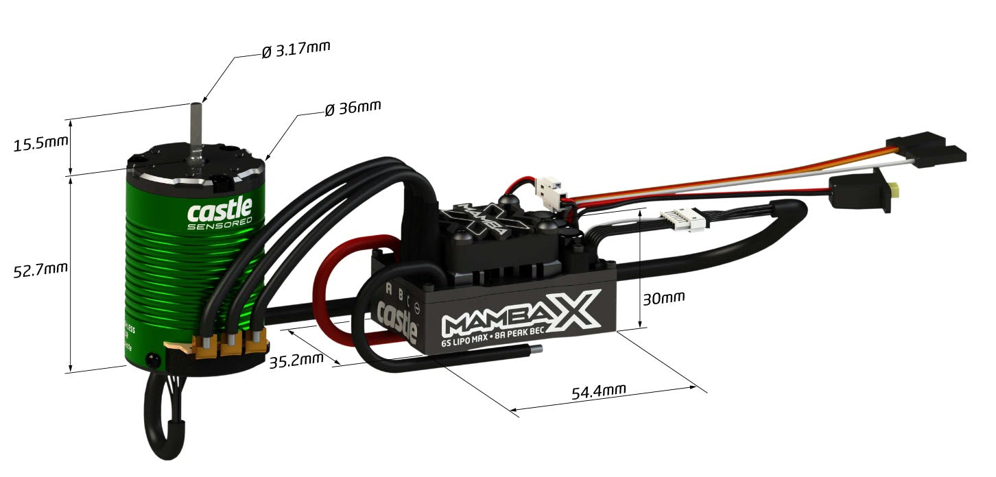 Castle Mamba X SCT 1410-3800KV Combo Brushless 6S