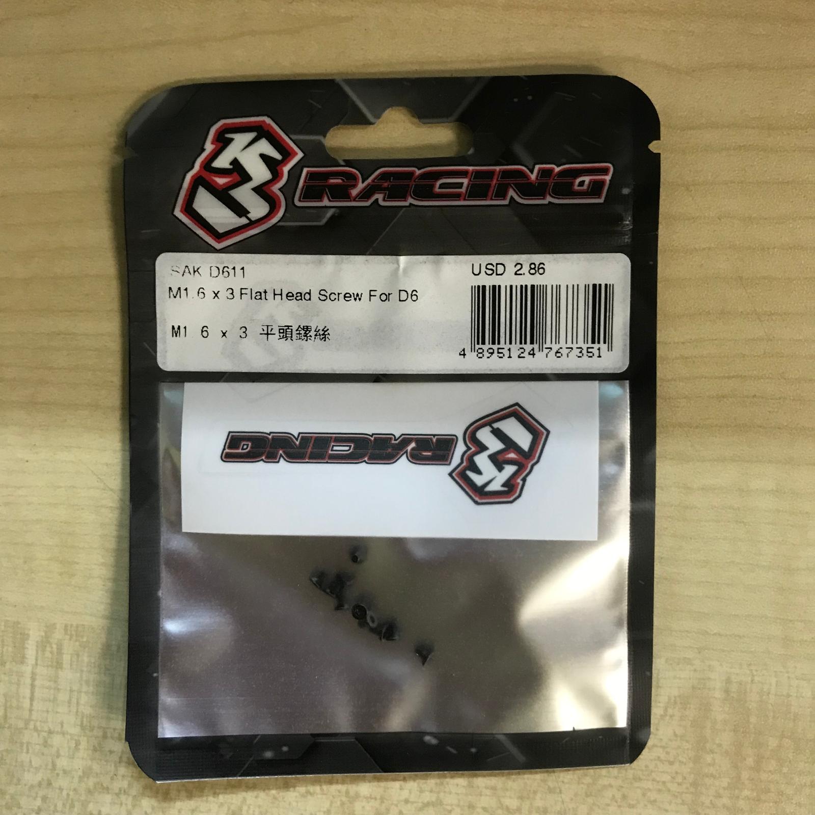 3Racing Sakura SAK-D611 Vis Tête Plate M1.6x3 D6