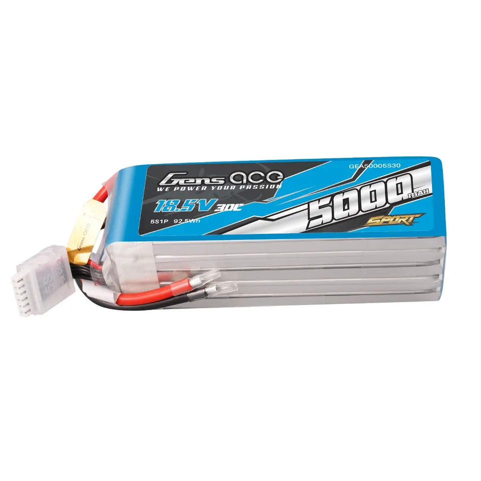 Gens Ace 5000mAh 5S 30C batterie LiPo 18,5V sans prise