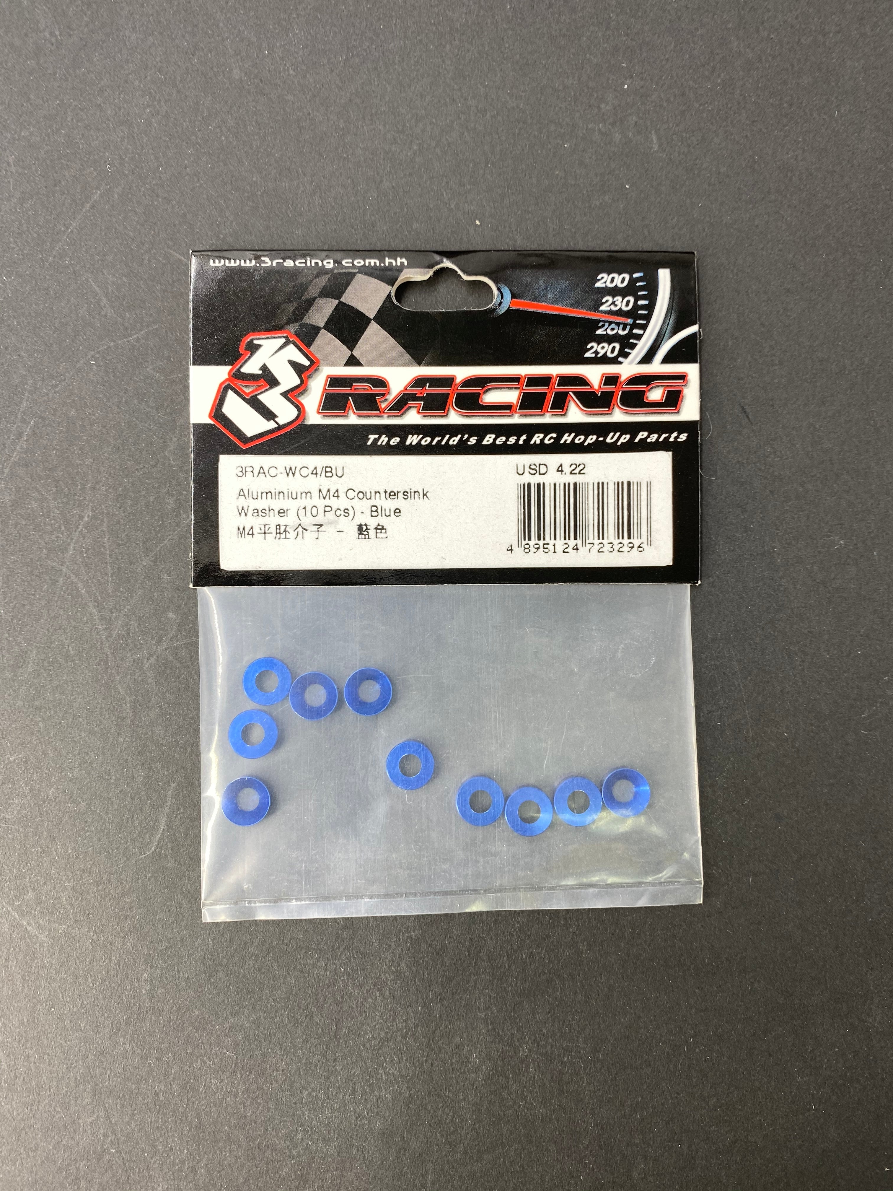 3Racing Parts rondelles M4 fraisées alu bleues x10