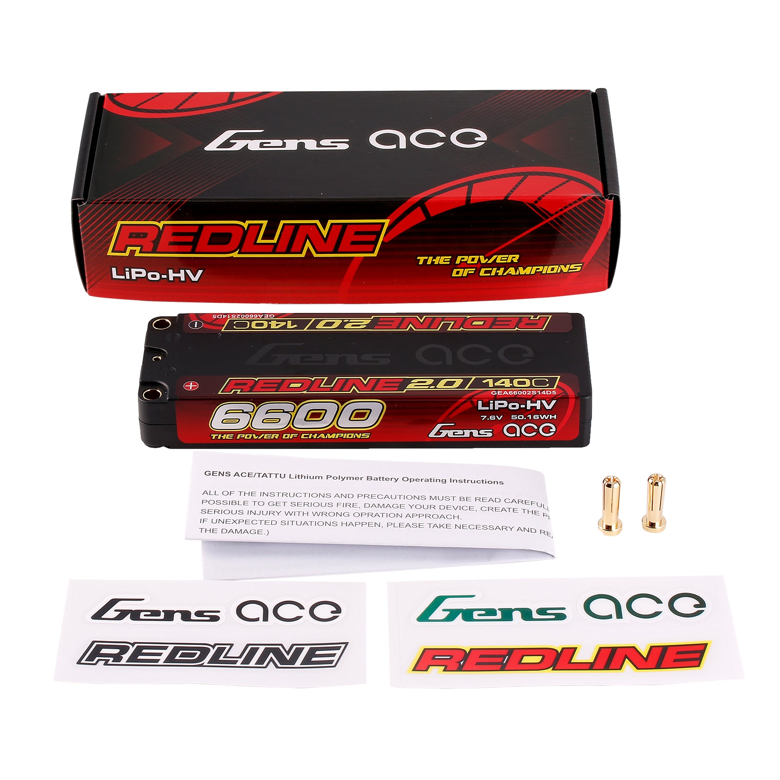 Gens Ace Redline 2.0 batterie LiPo 6600mAh 2S 140C HV 7.6V