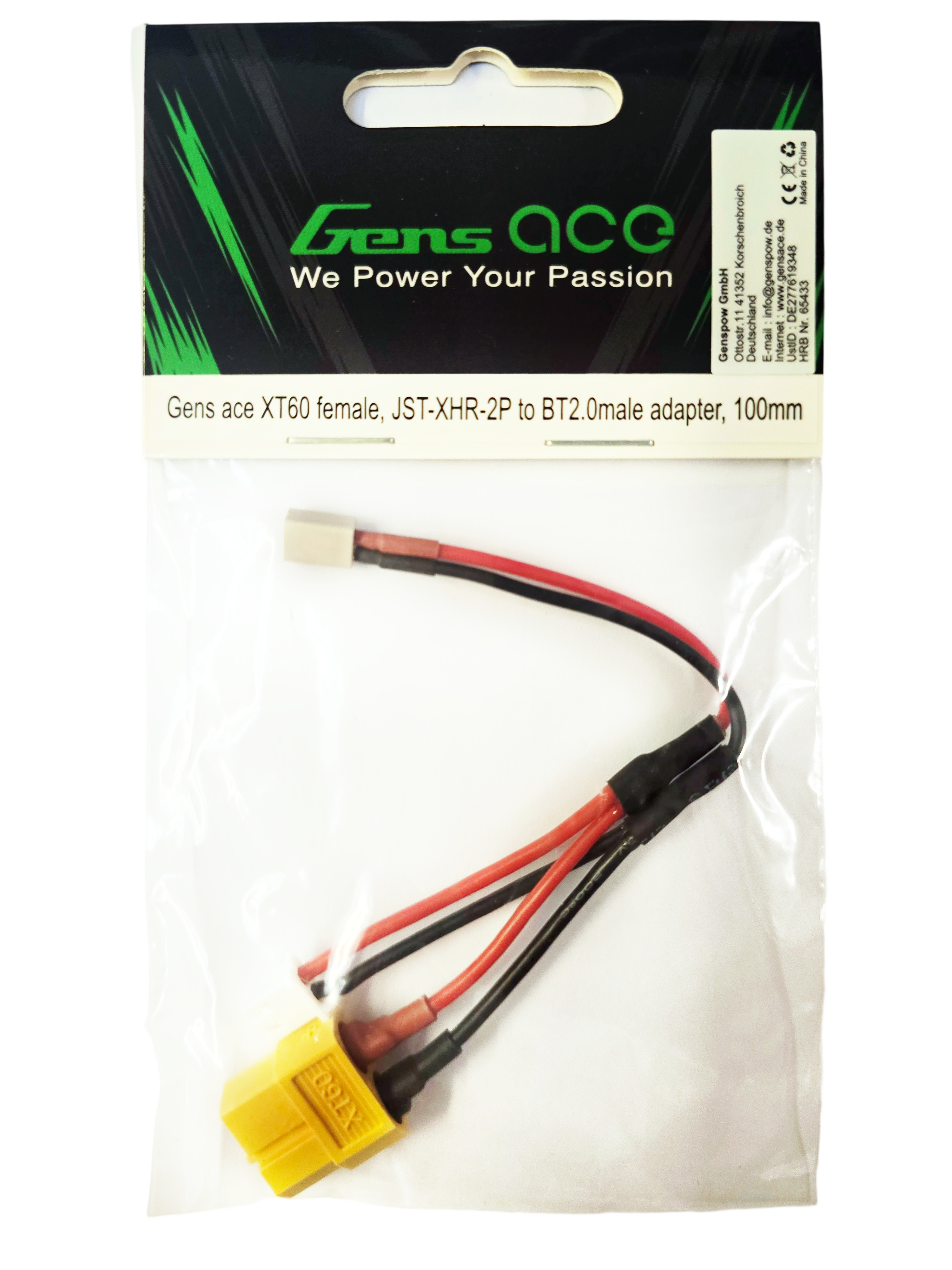 Gens Ace adaptateur XT60 femelle vers BT2.0 100mm