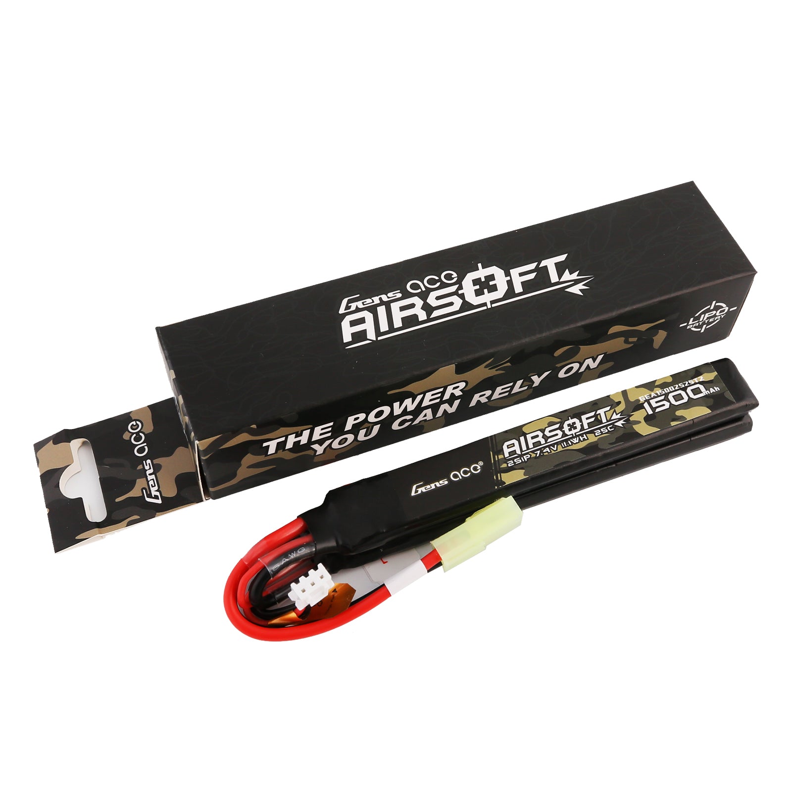 Gens Ace 1500mAh 2S 25C batterie LiPo airsoft 7,4V nunchuck