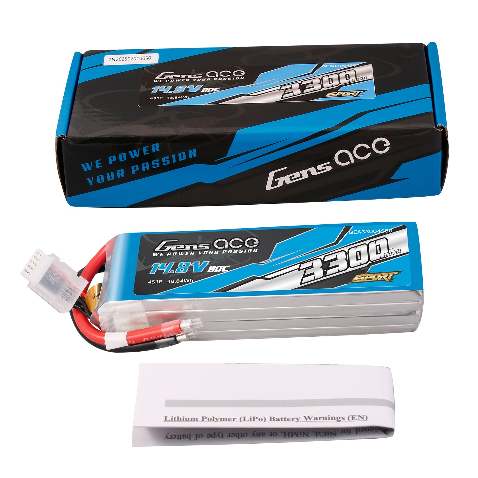 Gens Ace Sport Series batterie lipo 3300mAh 4S 80C sans prise