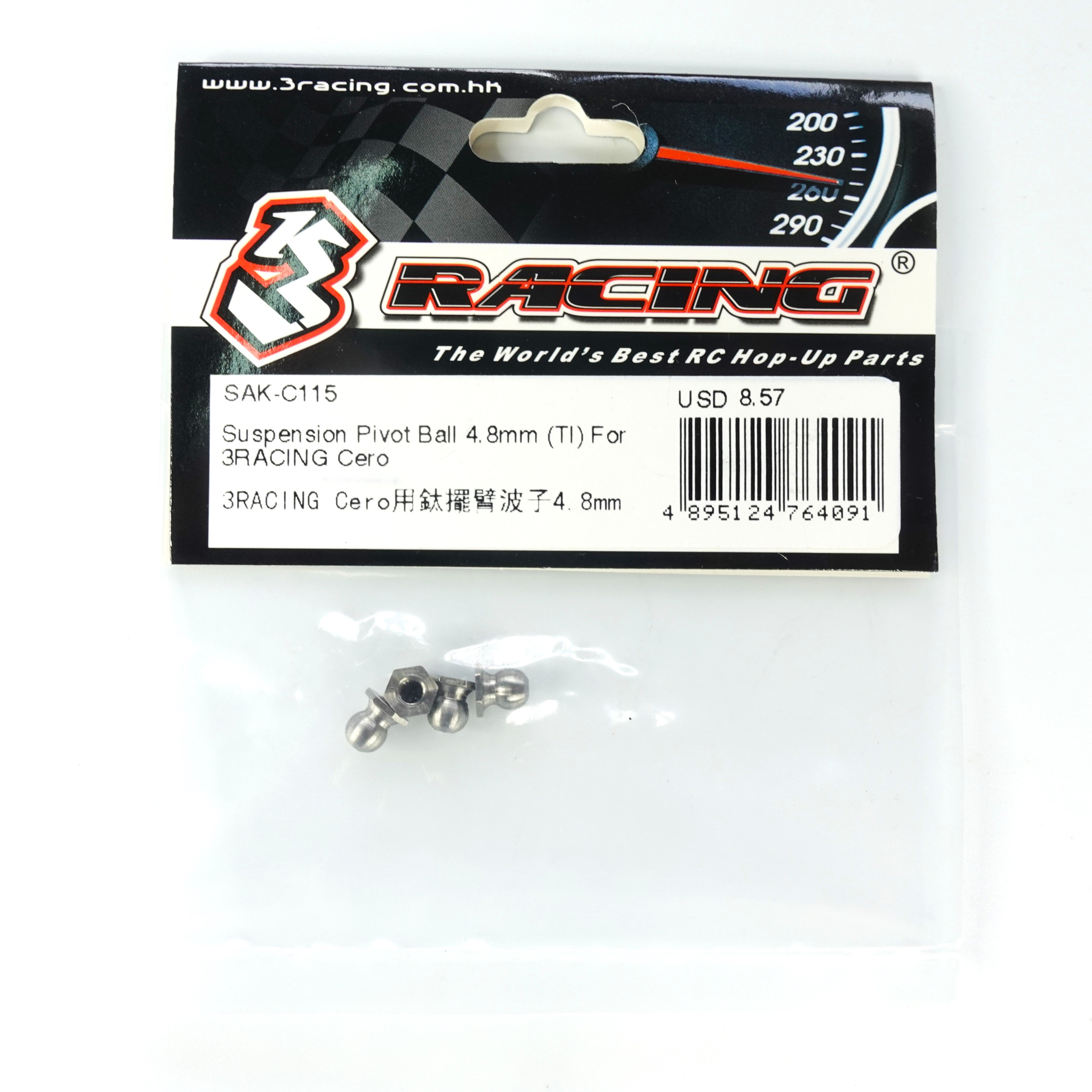 3RACING Cero SAK-C115 rotule titane 4.8mm suspension