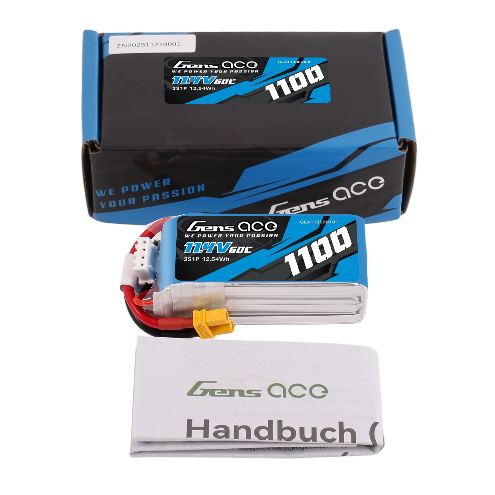 Gens Ace Air 1100mAh 3S 60C Batterie Lipo XT30 Heli HV