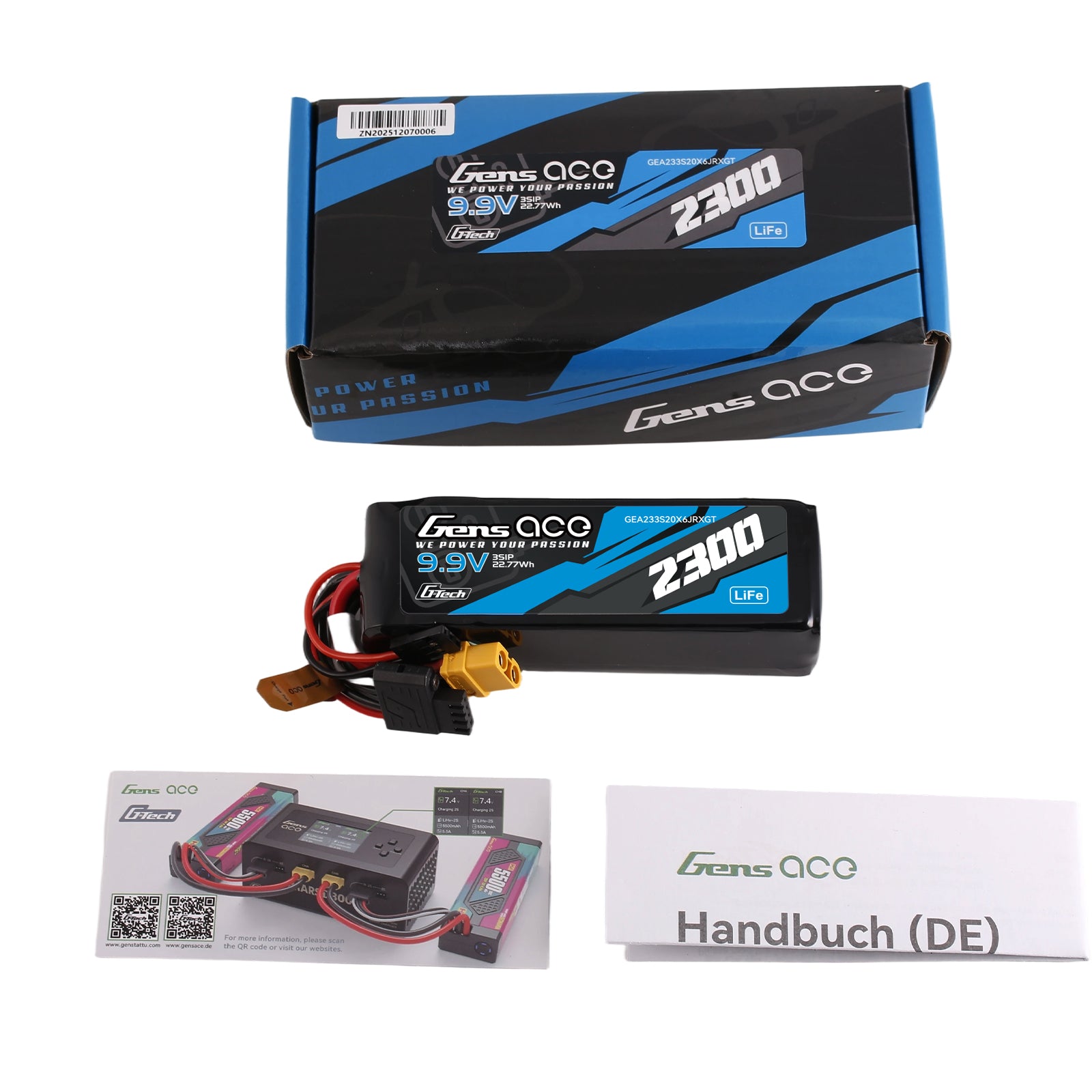 Gens Ace 2300mAh 3S 20C batterie LiFe 9,9V XT60 radio