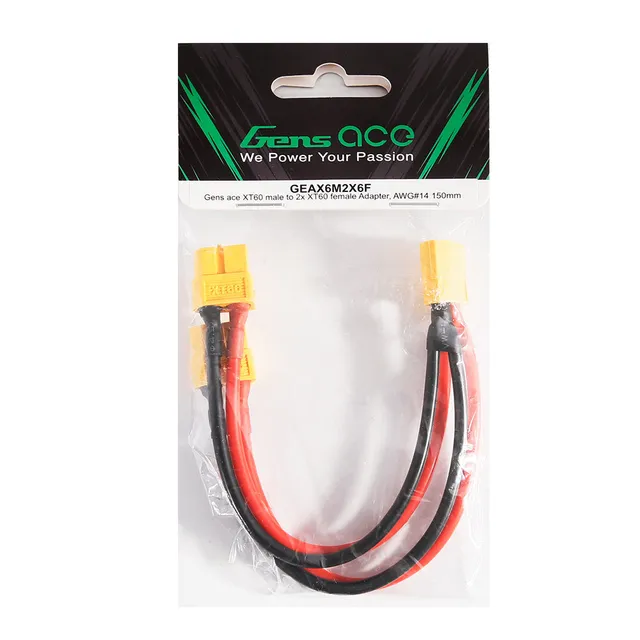 Gens Ace Accessories adaptateur XT60 mâle vers 2x XT60 femelle 150mm