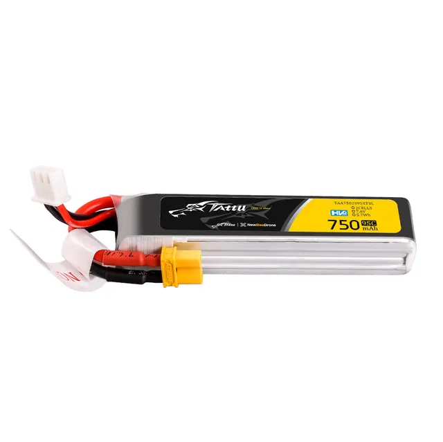 Tattu 750mAh 2S batterie LiPo HV 7.6V 95C XT30 long