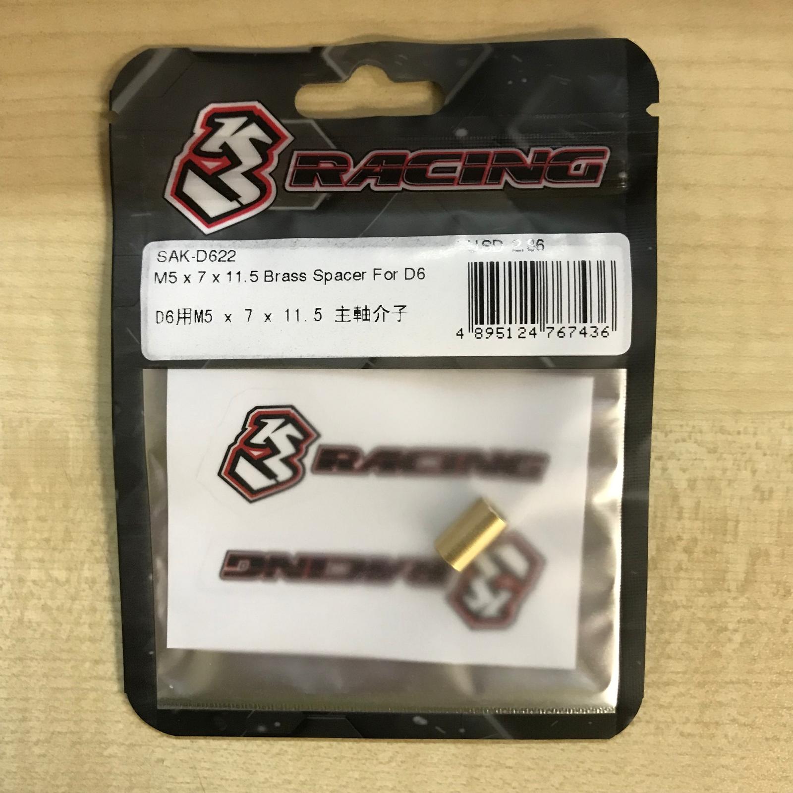 3Racing Sakura SAK-D622 Entretoise Laiton M5x7x11,5 D6