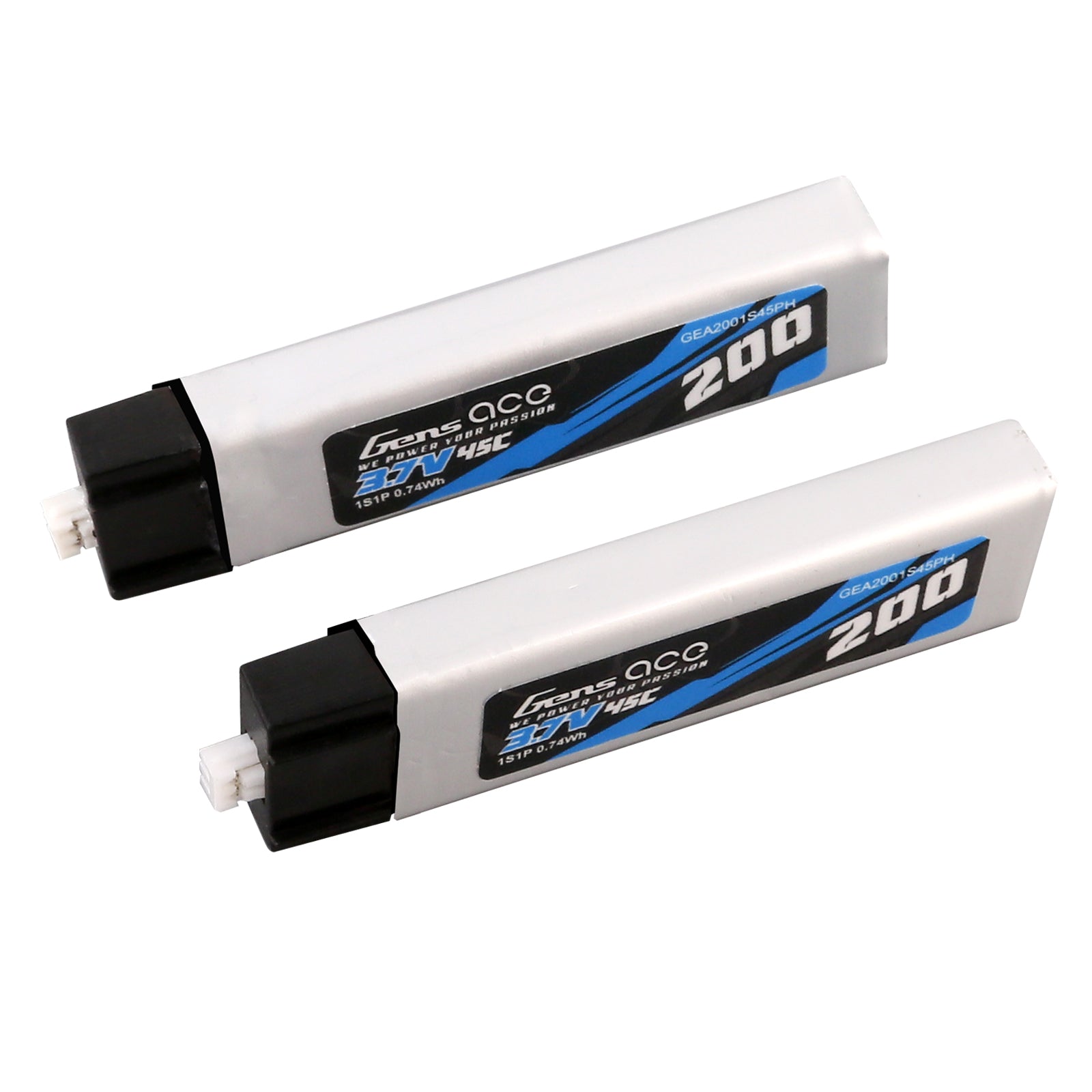 Gens Ace 200mAh 1S 45C 3.7V batterie LiPo Molex lot de 2
