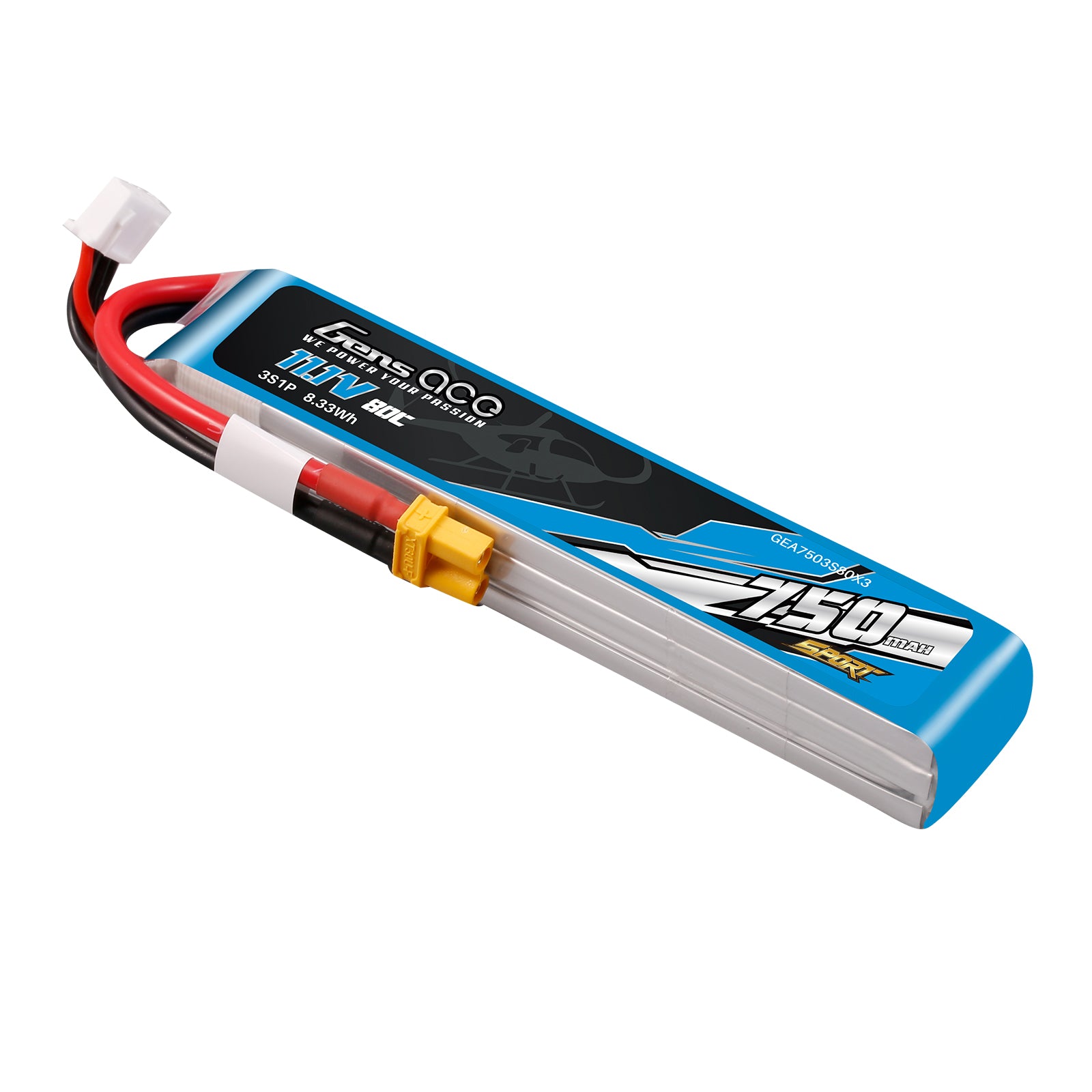 Gens Ace Sport 750mAh 3S batterie LiPo 80C XT30