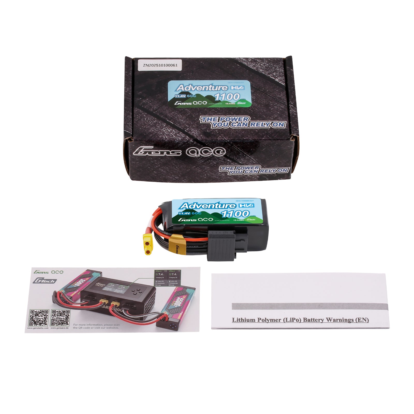 Gens Ace Adventure 1100mAh 3S 11.4V Batterie XT30 60C