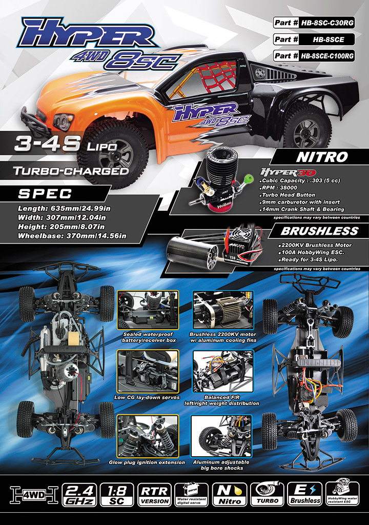 Hobao HB-8SC-E Hyper SC truggy électrique 1/8 ARR