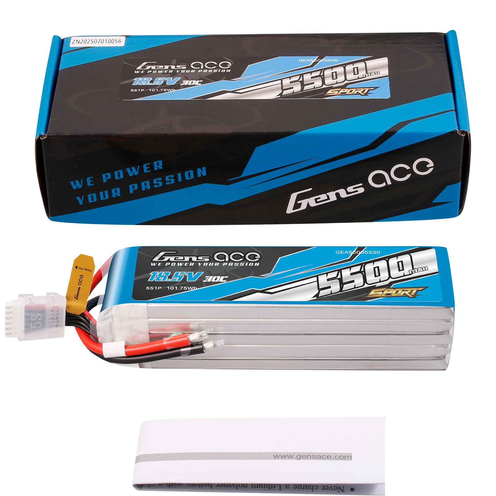 Gens Ace Sport 5500mAh 5S 30C batterie LiPo 18.5V F3A