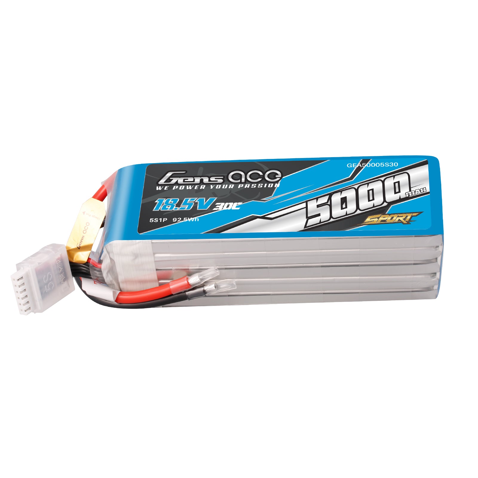 Gens Ace 5000mAh 5S 30C batterie LiPo 18,5V sans prise