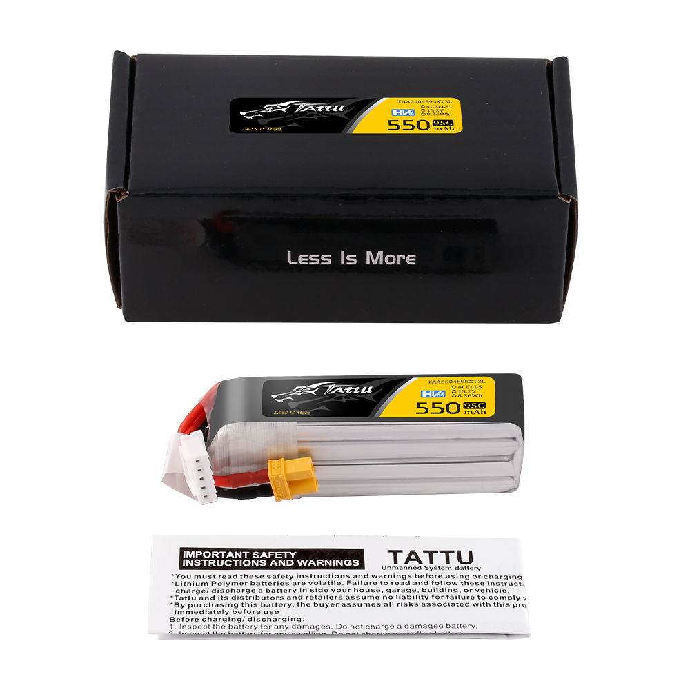 Tattu 550mAh 4S HV 15.2V batterie LiPo 95C XT30