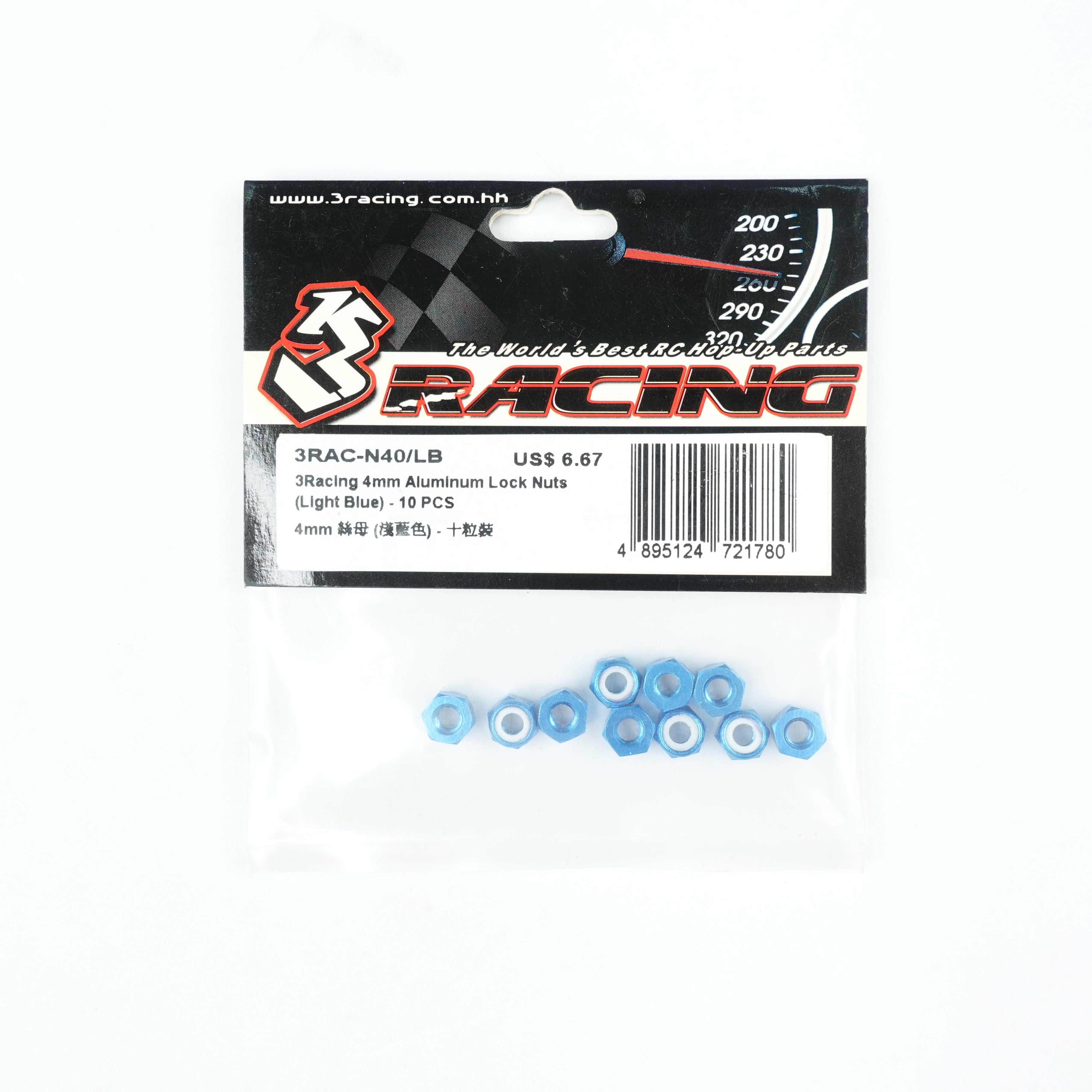3Racing Parts 3RAC-N40 écrous alu 4mm rouges 10 pcs
