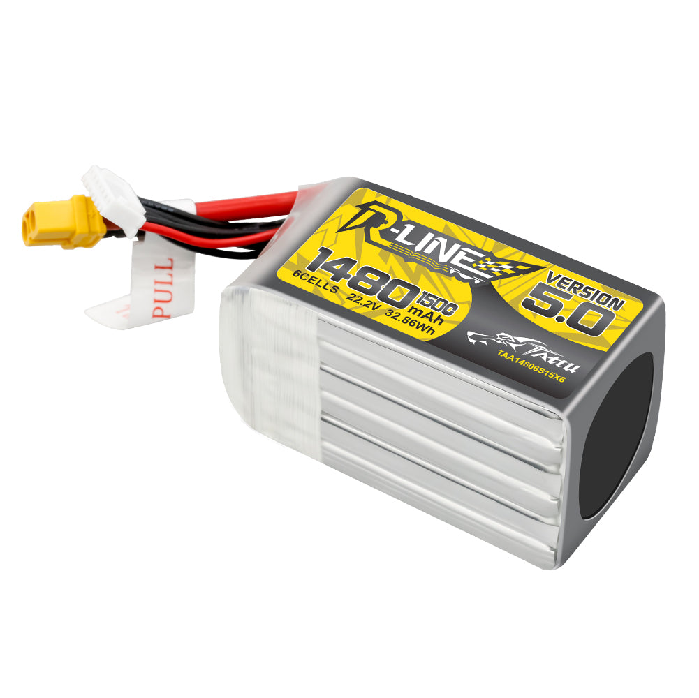 Tattu R-Line 5.0 1480mAh 6S 150C batterie LiPo XT60 race