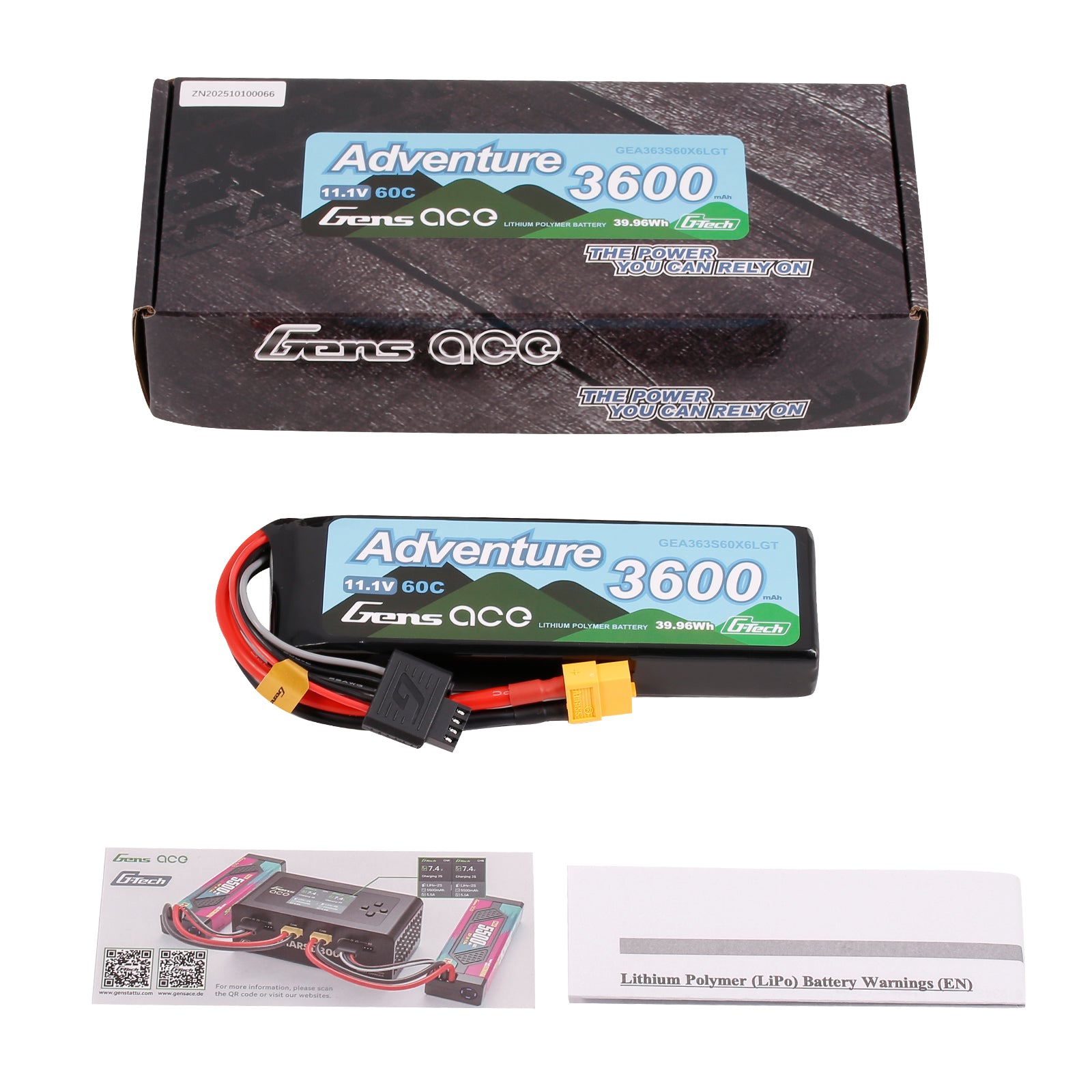 Gens Ace Adventure 3600mAh 3S batterie LiPo HV XT60 60C