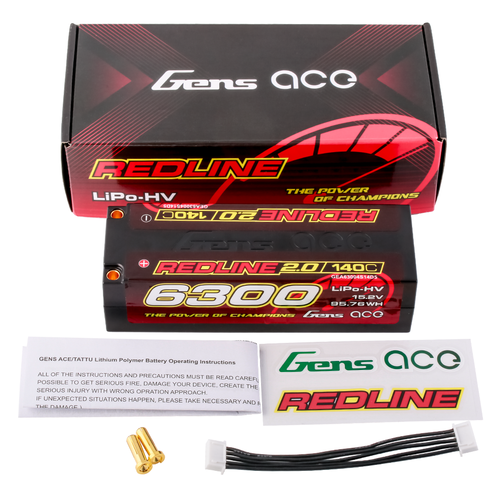 Gens Ace Redline 2.0 6300mAh 4S 140C batterie LiPo HV Bullet