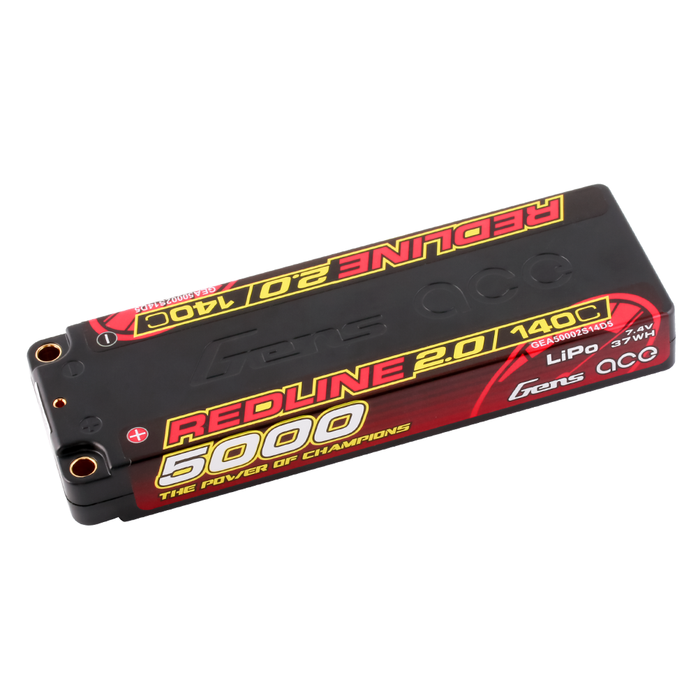 Gens Ace Redline 2.0 5000mAh 2S 140C batterie LiPo 7.4V hardcase