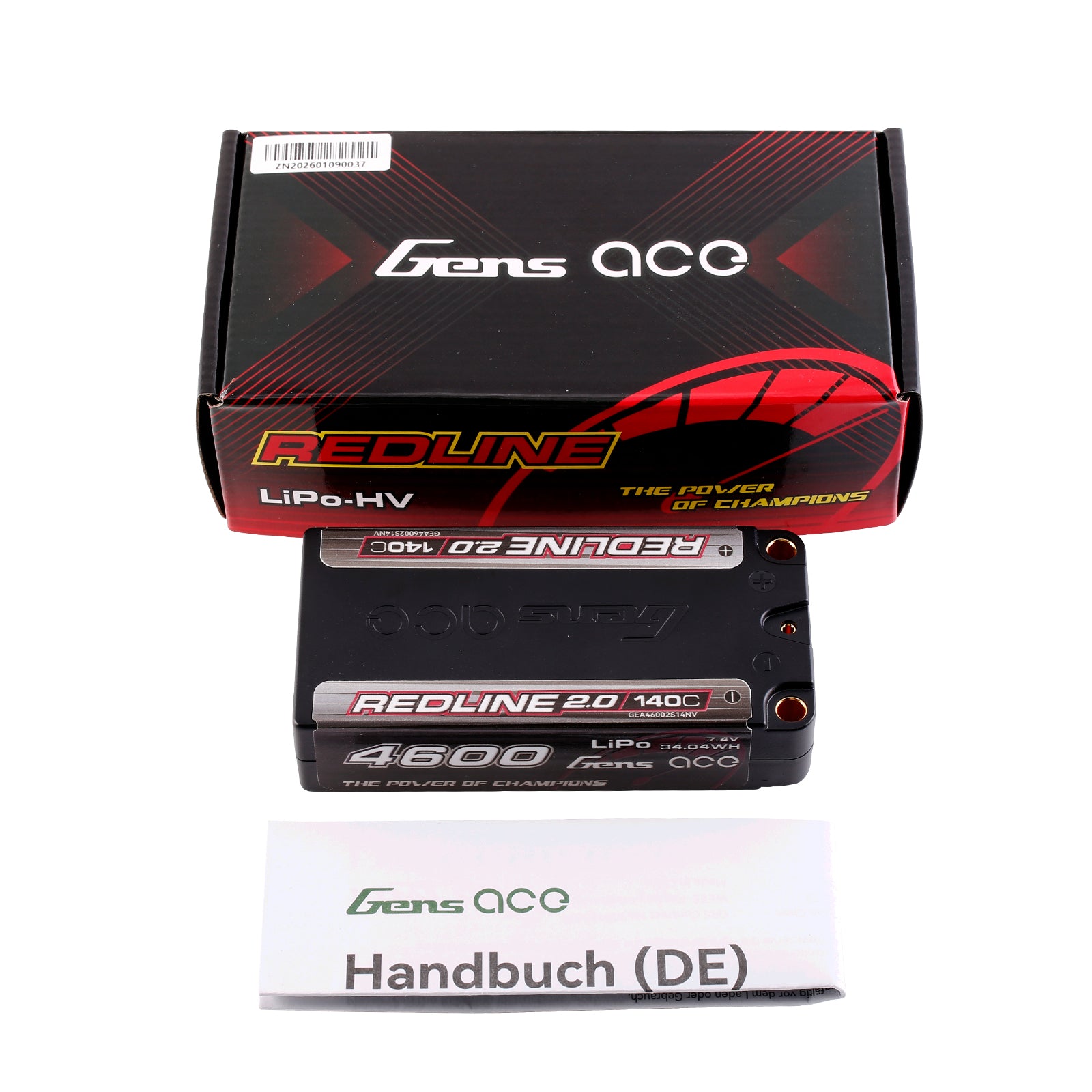 Gens Ace Redline 2.0 4600mAh 2S 140C batterie shorty