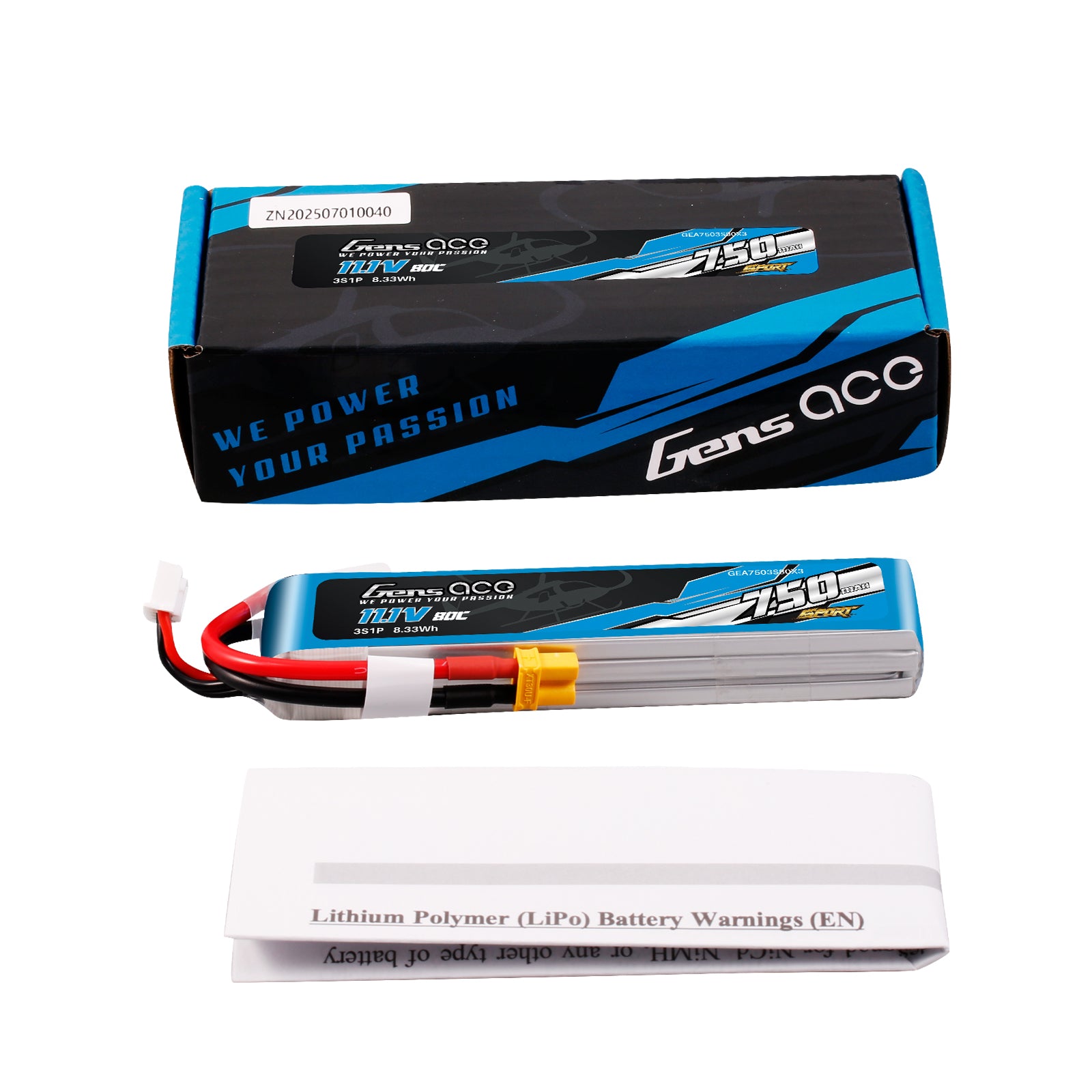 Gens Ace Sport 750mAh 3S batterie LiPo 80C XT30