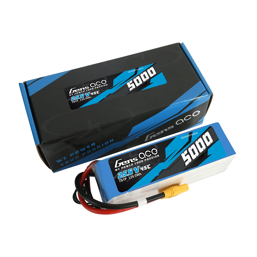 Gens Ace Air Classic 5000mAh 7S 45C Batterie Lipo XT90 héli