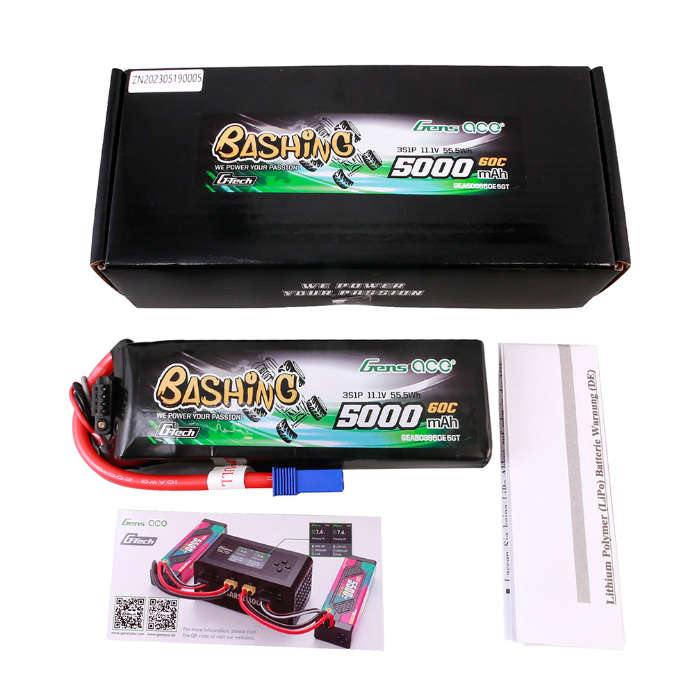 Gens Ace Bashing 5000mAh 3S batterie lipo EC5 60C