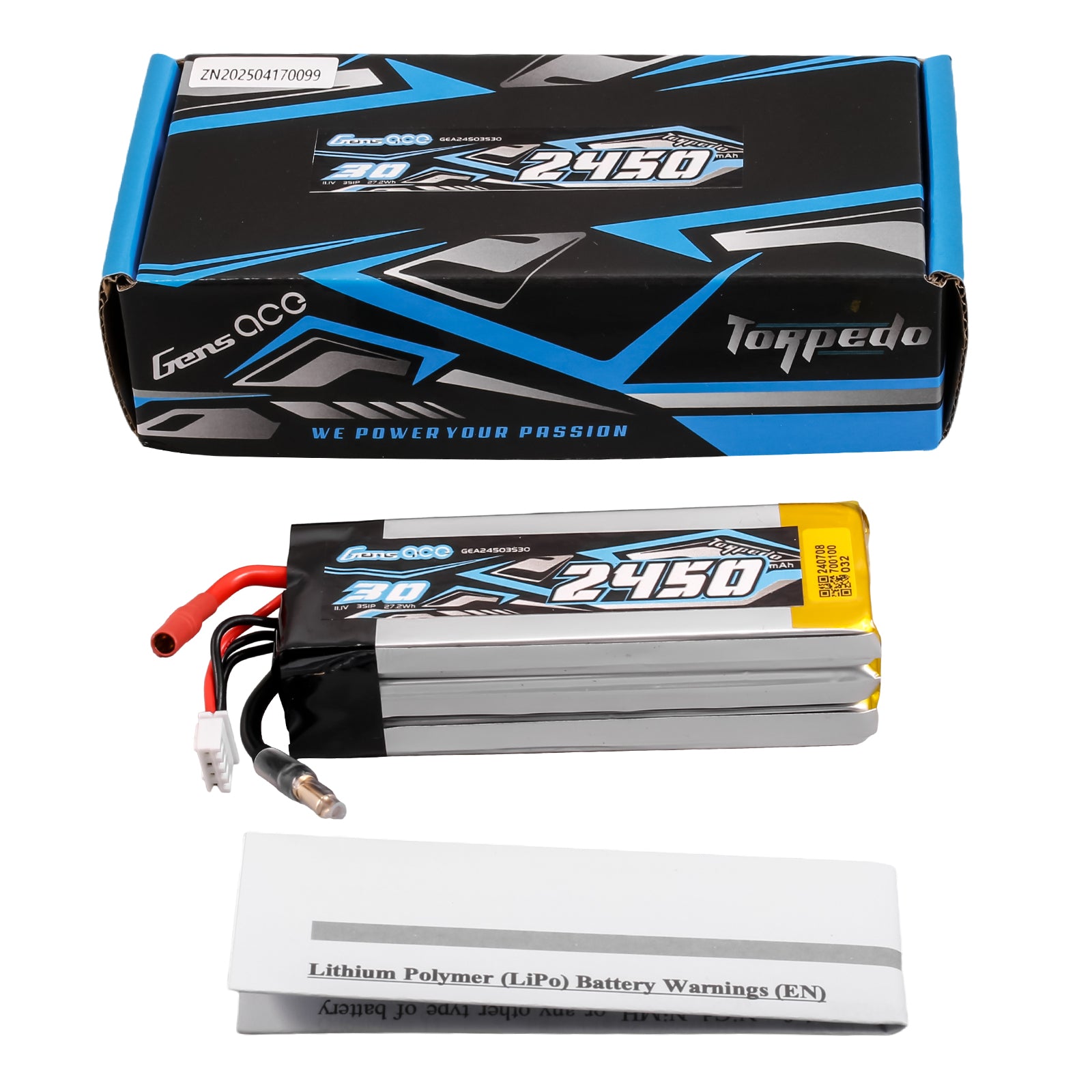 Gens Ace Car Classic 2450mAh 3S batterie LiPo bateau 11.1V 30C