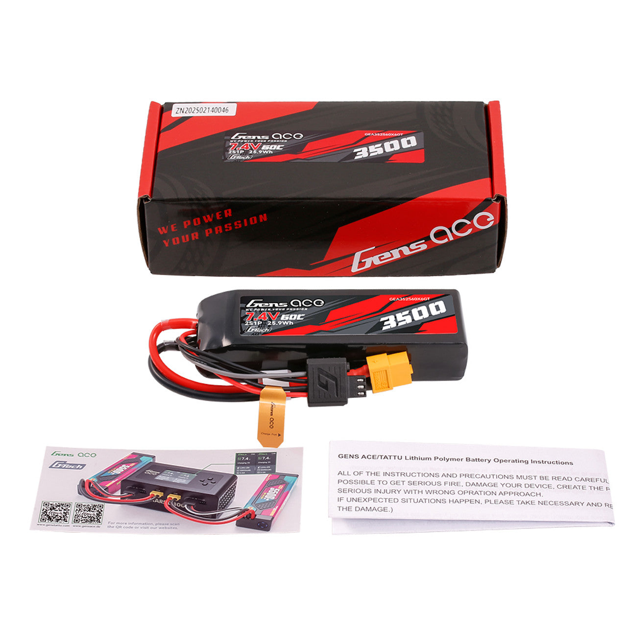 Gens Ace Car Classic batterie lipo 3500mAh 2S XT60 60C