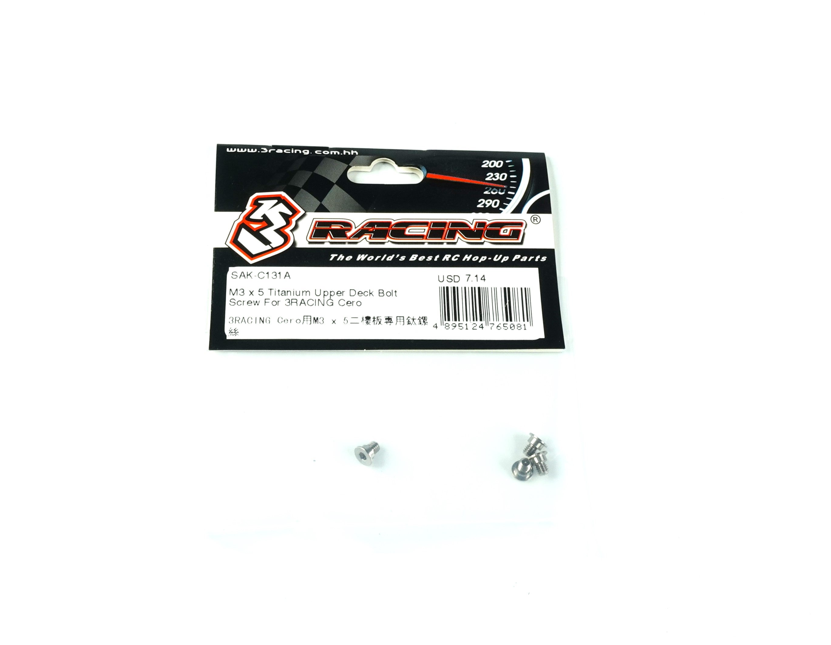 3Racing Cero SAK-C131A vis titane M3x5 platine supérieure