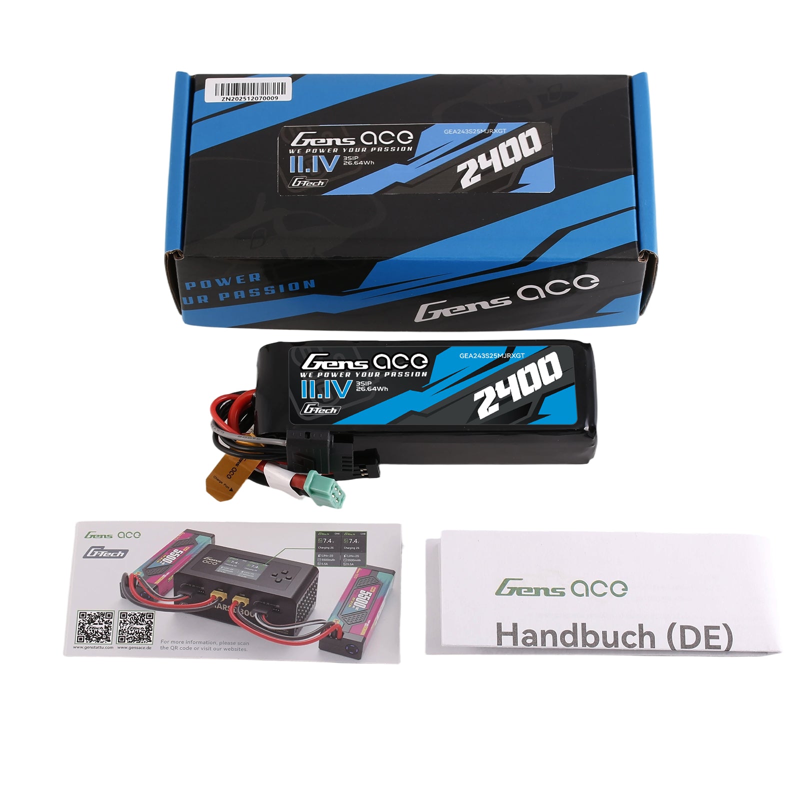 Gens Ace TX/RX 2400mAh 3S 25C batterie LiPo 11,1V