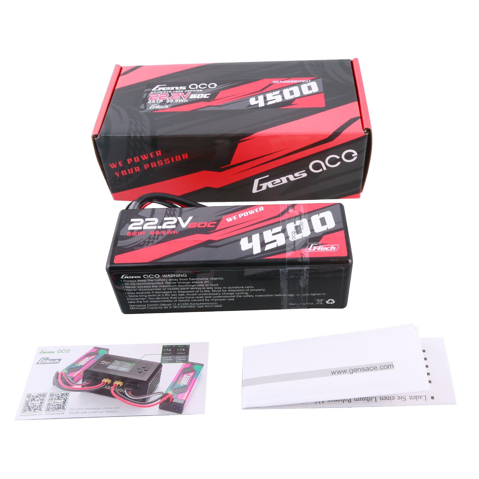 Gens Ace Car Classic 4500mAh 6S 60C Batterie Hardcase 22.2V XT90