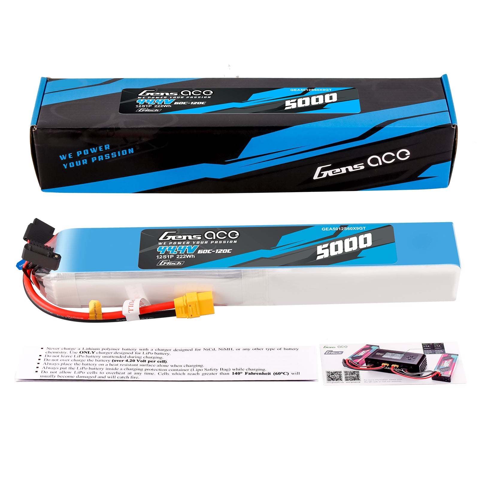 Gens Ace Air Classic 5000mAh 12S 60C batterie LiPo XT90
