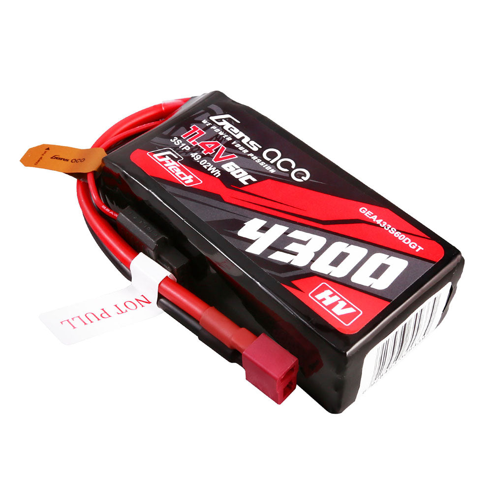 Gens Ace Car Classic 4300mAh 3S batterie LiPo HV 60C Deans