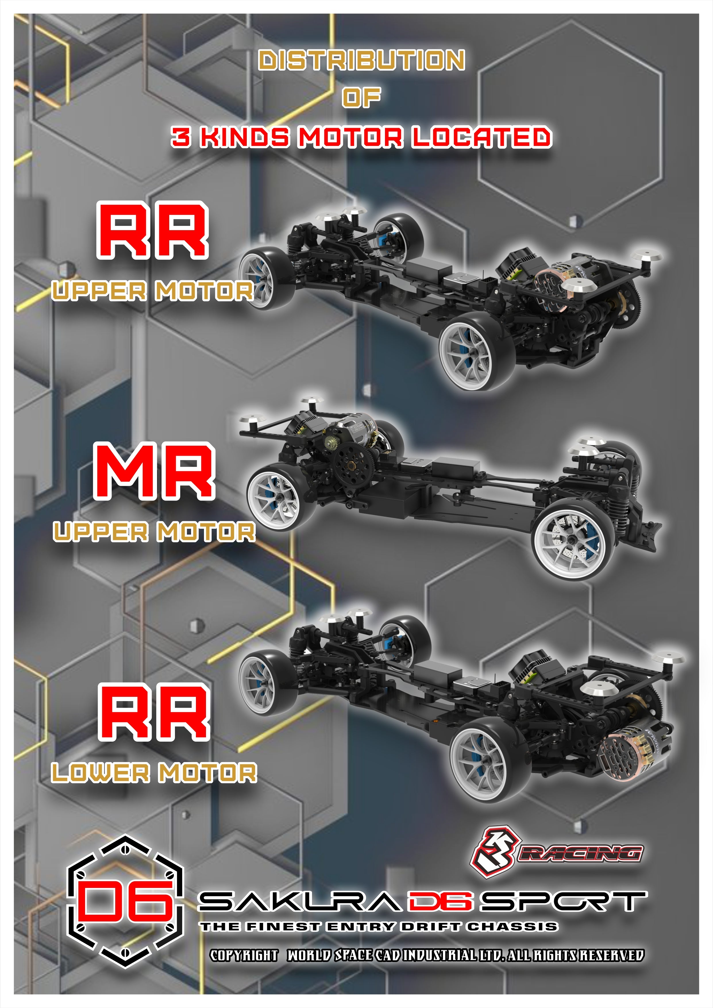 3Racing Sakura D6S kit drift 1/10 fibre courroie